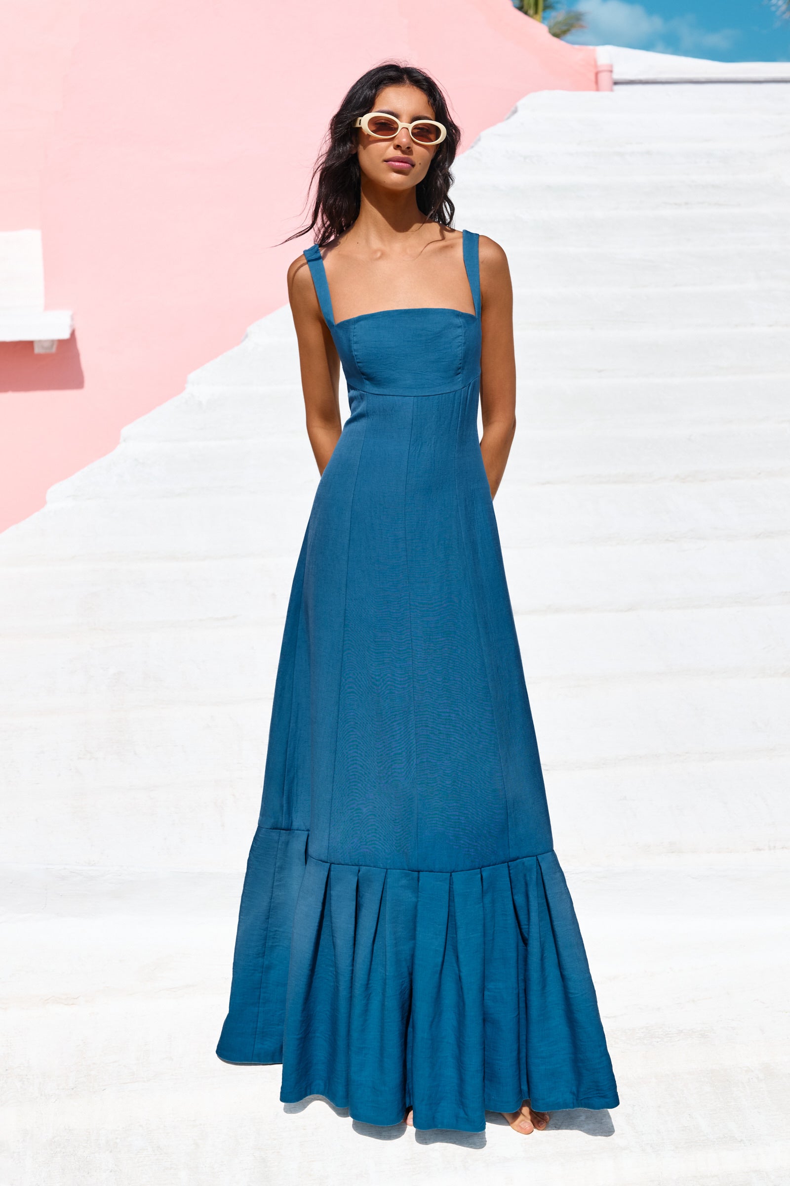 MARGARET OCEAN TIE BACK GOWN