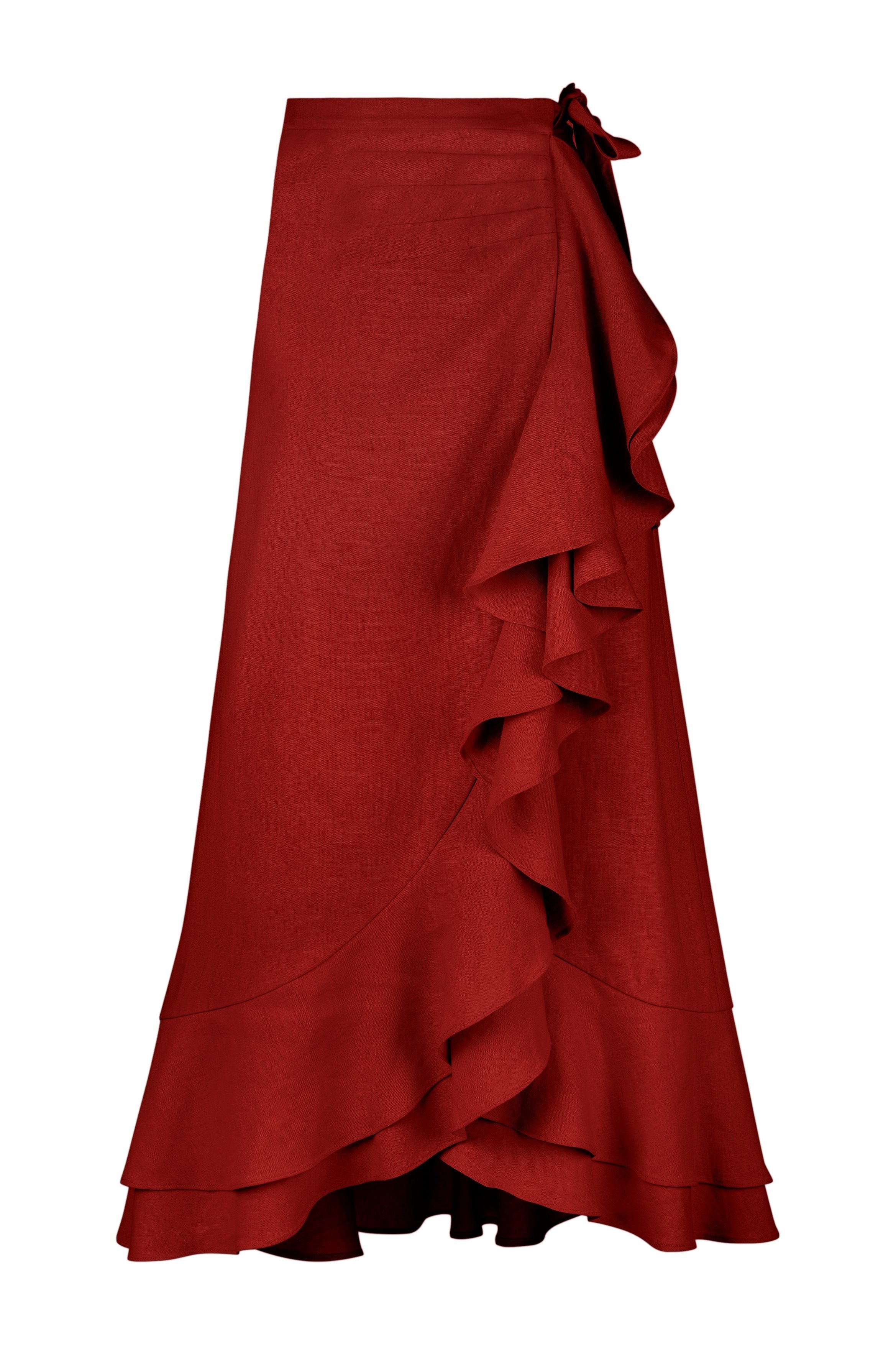 Golestan Ruffle Skirt Deep Red – Couper