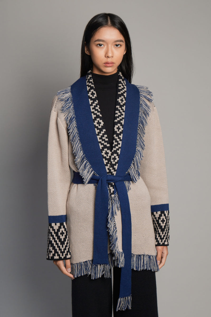 Andén Taupe Belt Cardigan
