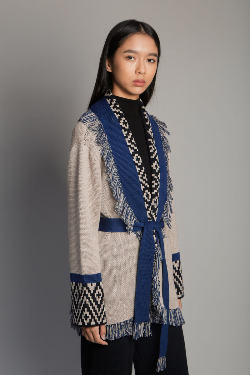 Andén Taupe Belt Cardigan