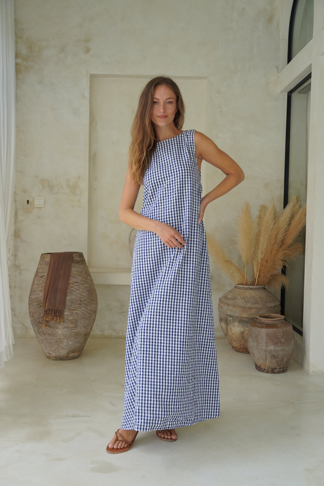 gili maxi dress GILI DRESS M/L / Navy Check
