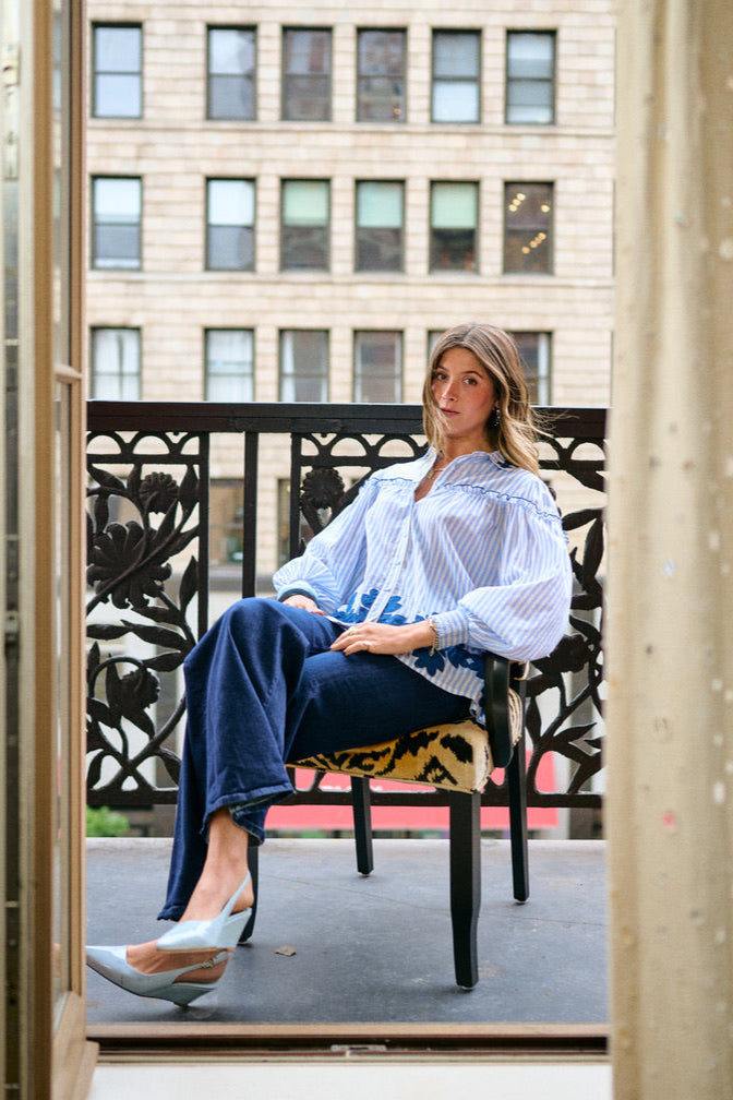 Frankie Blouse - Blue Stripe