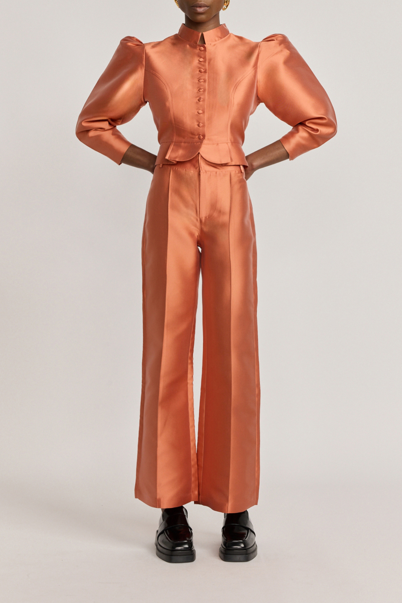 APRICOT Satin Puff Sleeve Jacket