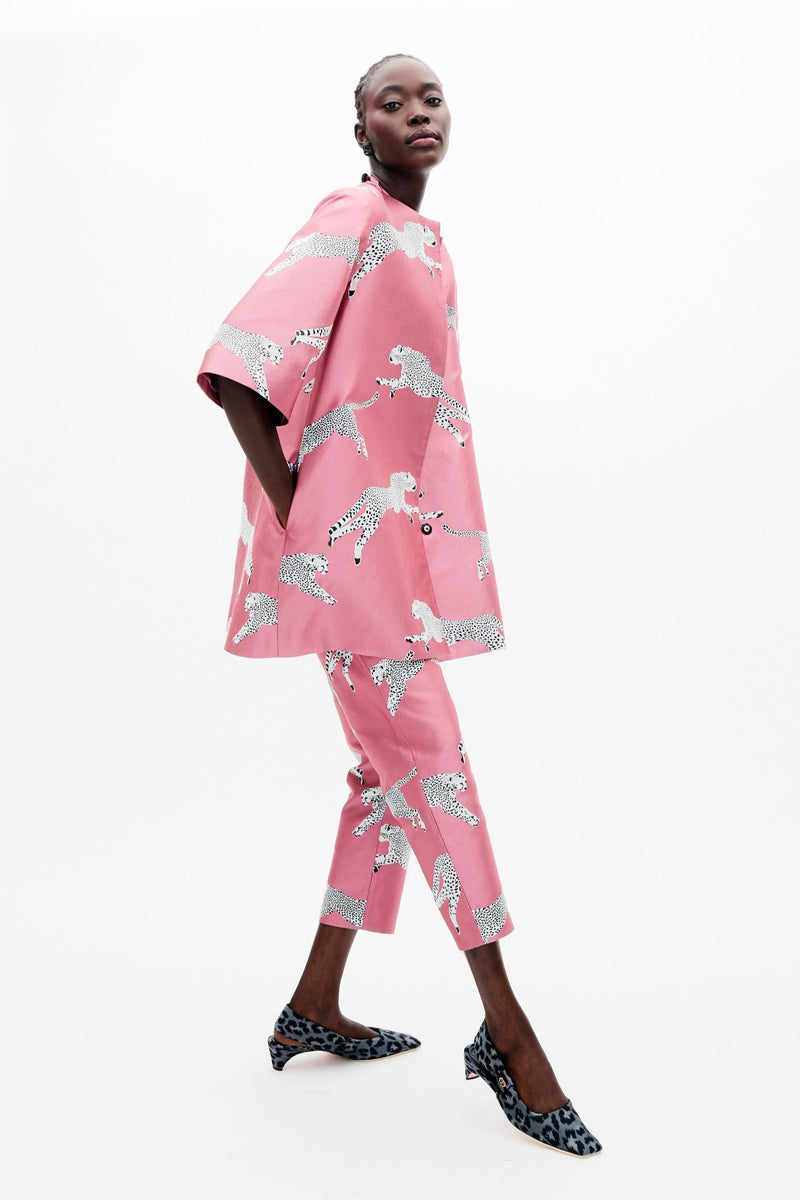 Mae X Scalamandre Audrey Coat in Leaping Cheetah