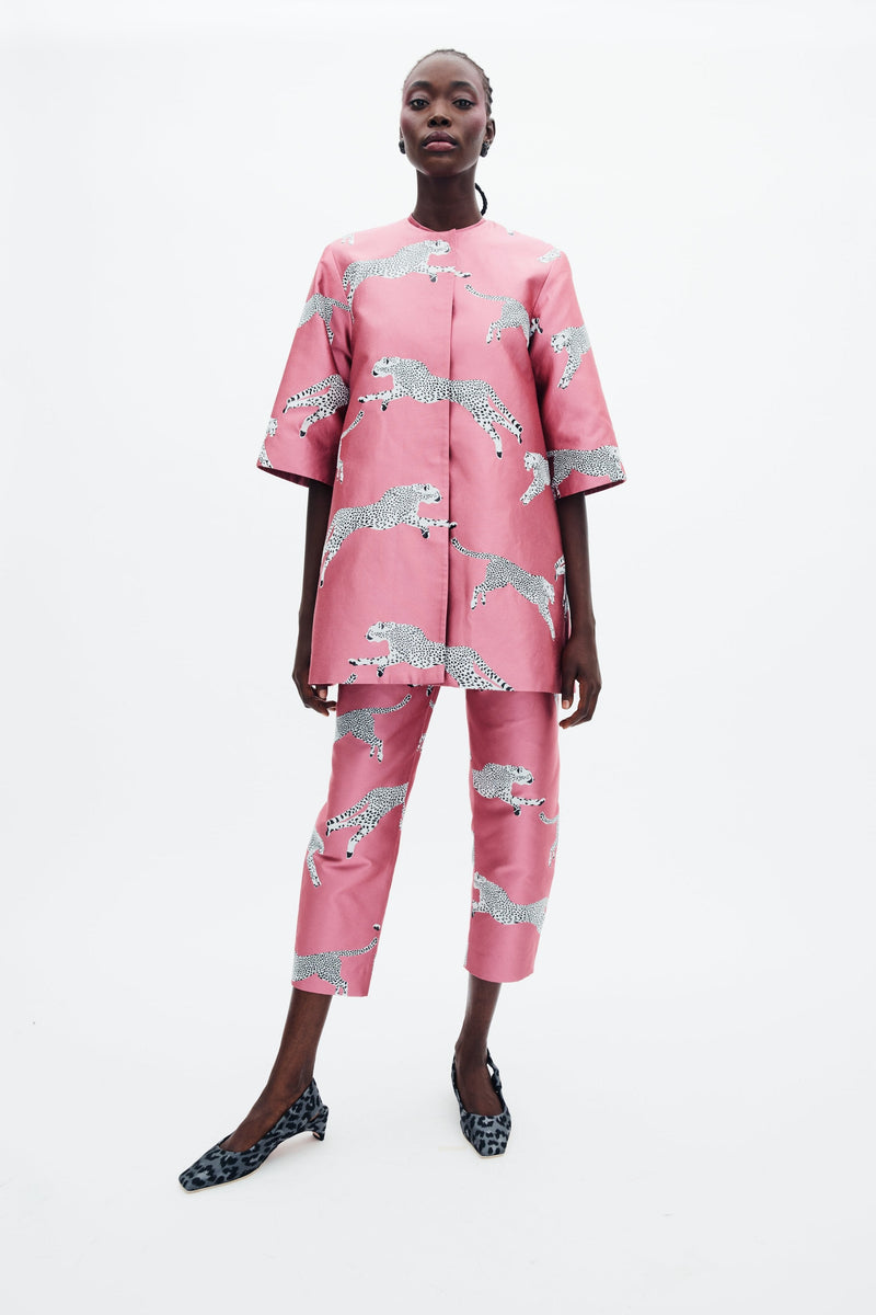 Mae X Scalamandre Audrey Coat in Leaping Cheetah