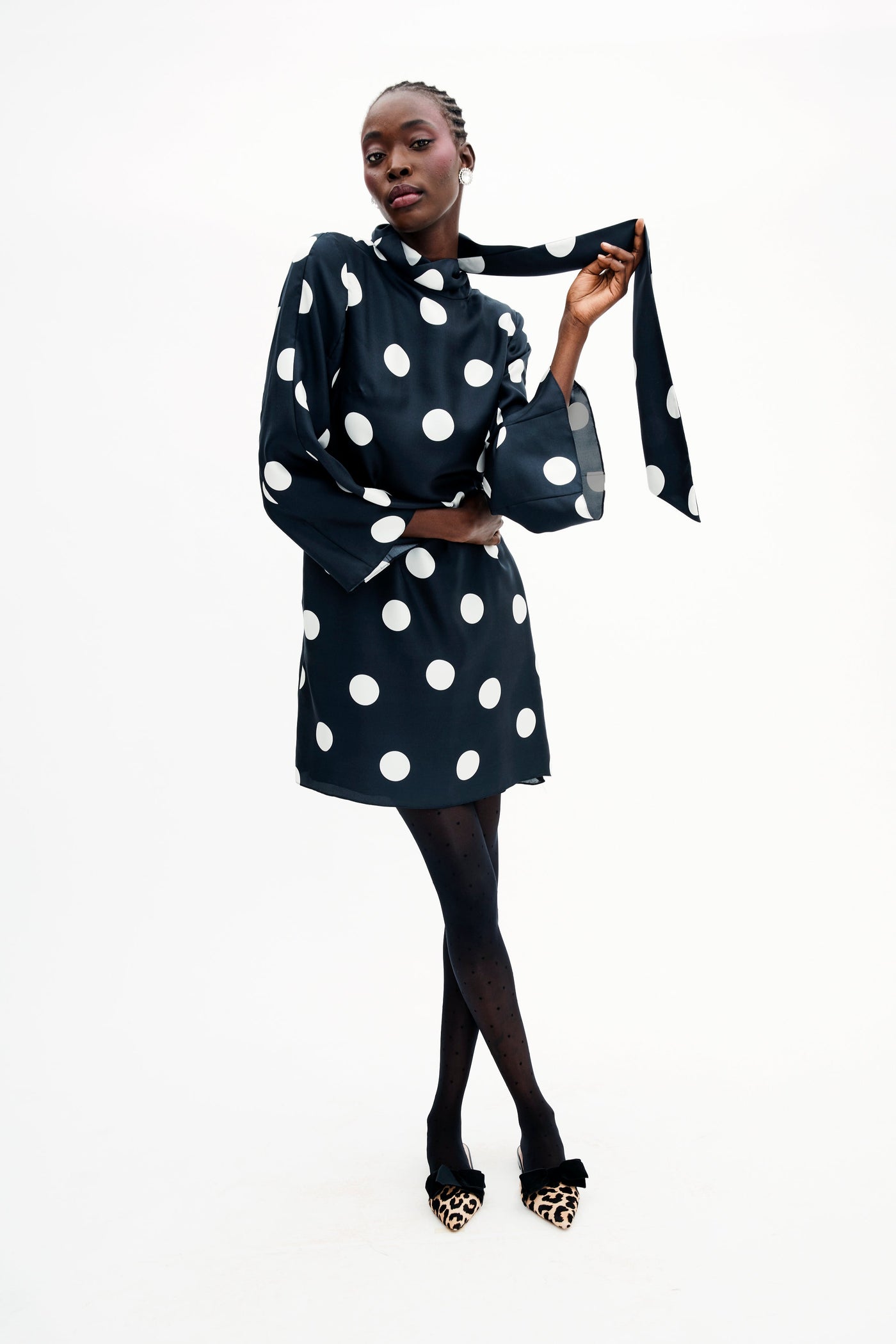 Talia Dress in Jumbo Dancing Dot Silk Twill