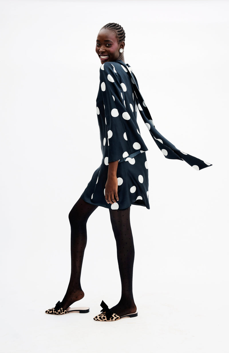 Talia Dress in Jumbo Dancing Dot Silk Twill