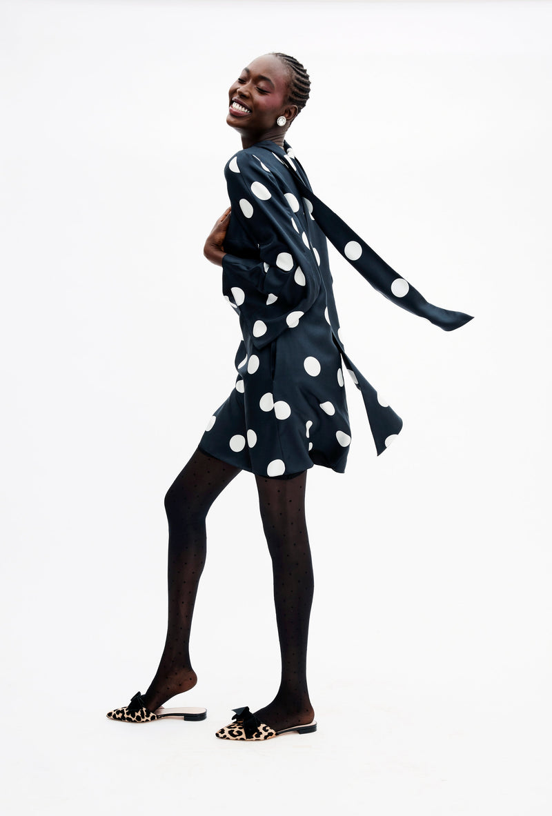 Talia Dress in Jumbo Dancing Dot Silk Twill