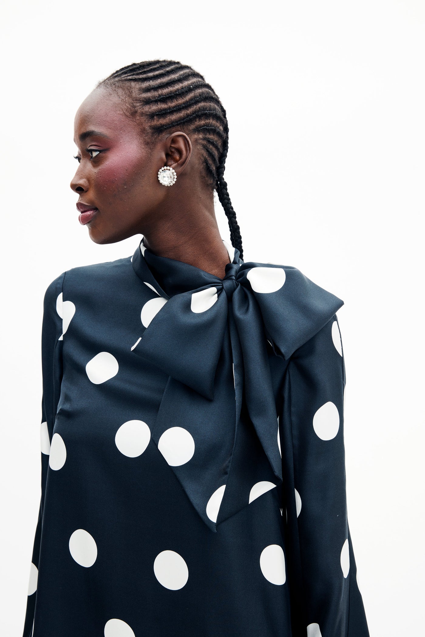 Talia Dress in Jumbo Dancing Dot Silk Twill