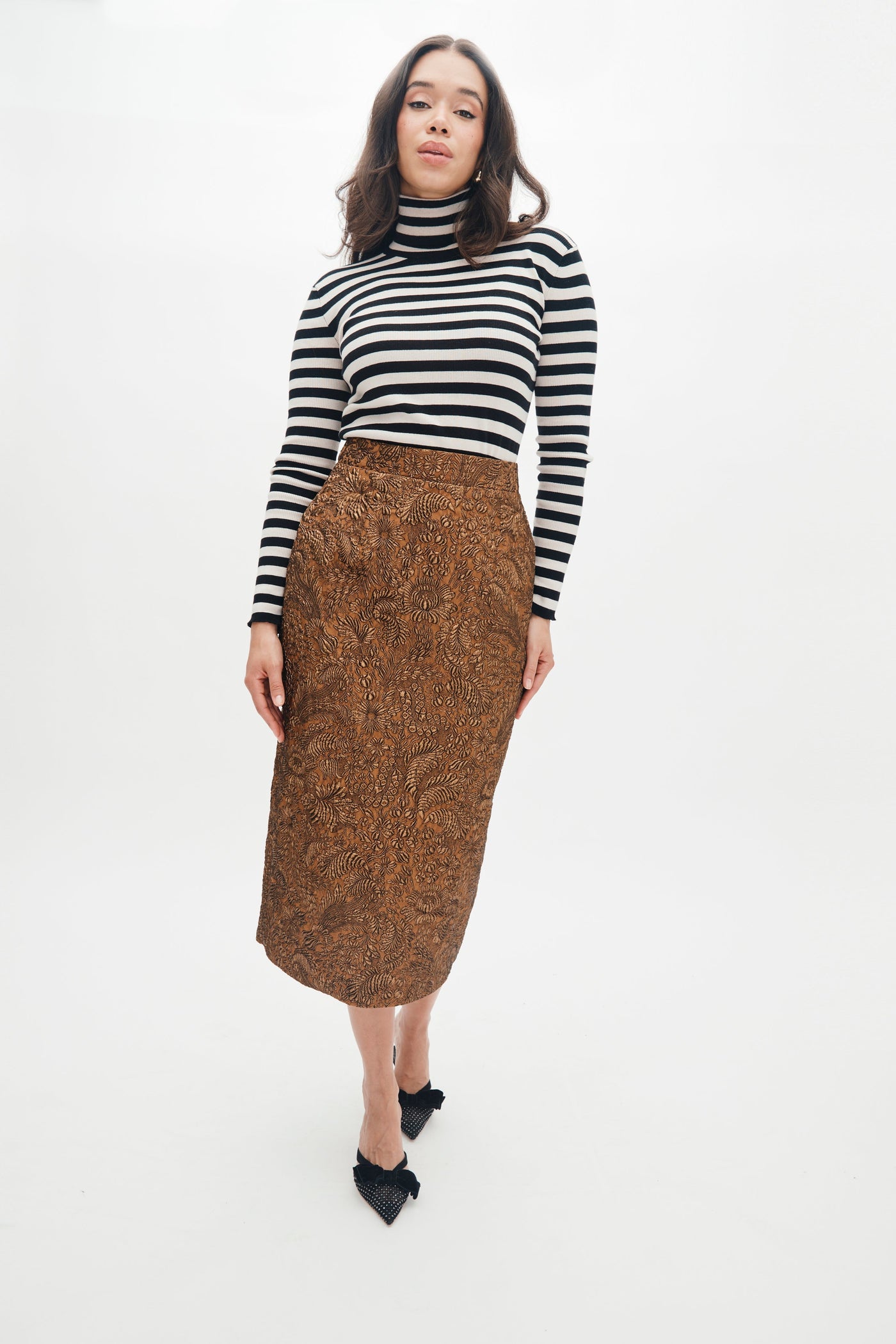 Sienna Skirt in Bronze Brocade