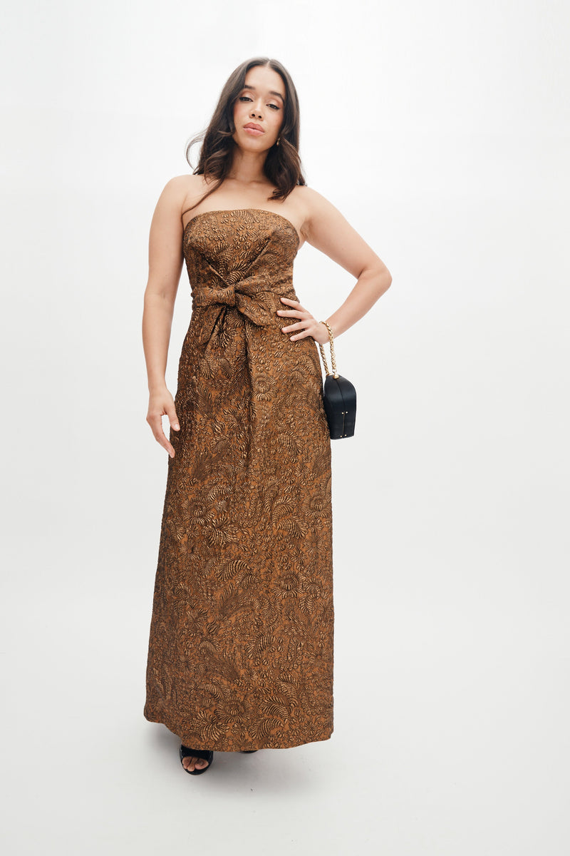Sabrina Gown in Bronze Brocade - Made to Order