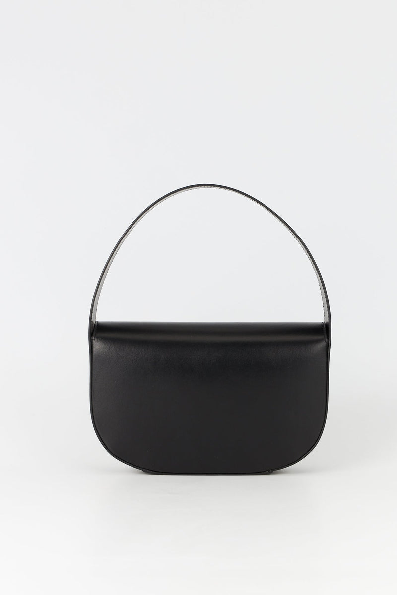 BLACK Geometric Leather Bag With Golden Latch M