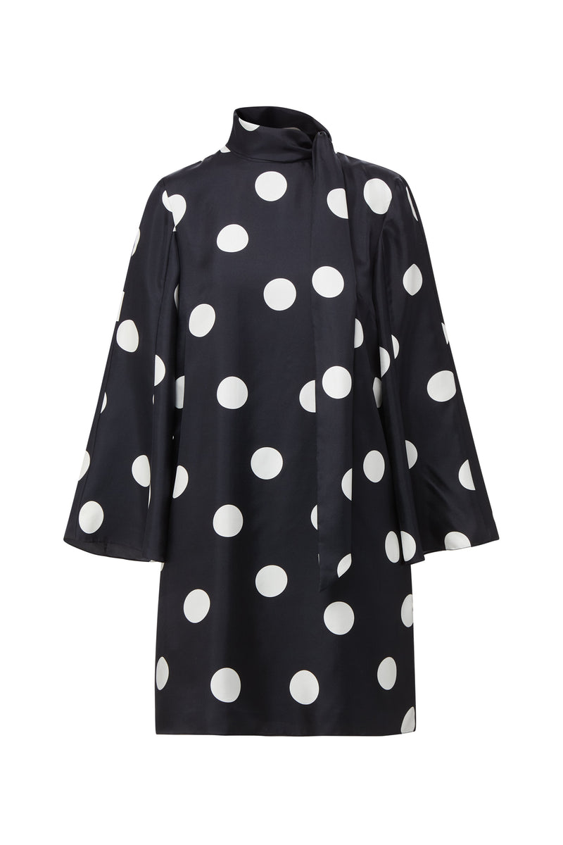 Talia Dress in Jumbo Dancing Dot Silk Twill