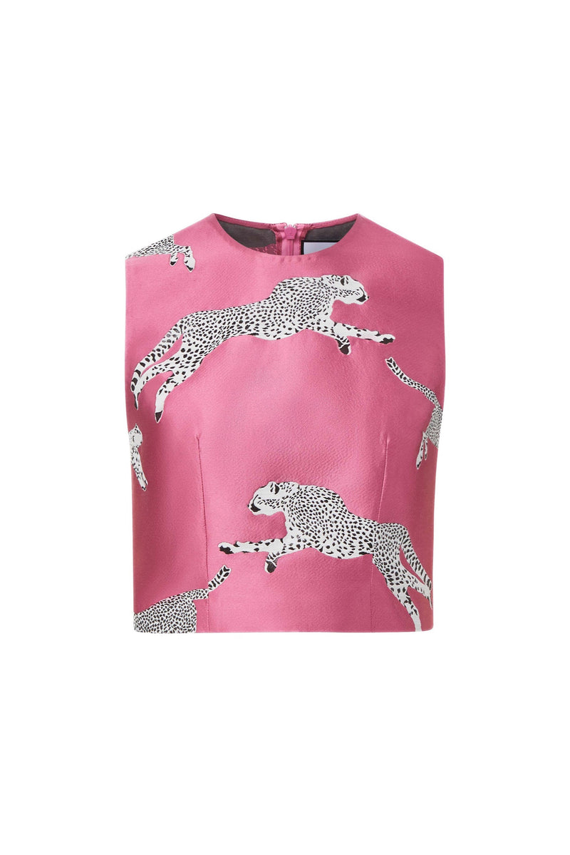 Mae X Scalamandre Ali Top in Leaping Cheetah