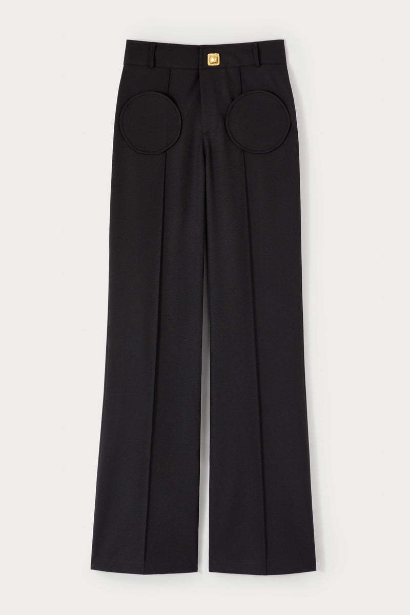 Tailor Gold Black Flutter Flared Pants With Circular Pockets