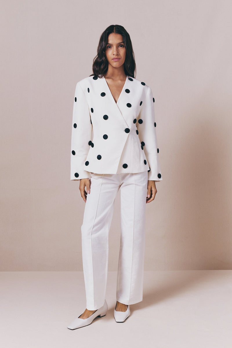 Black and Ecru Polka Dot Blazer
