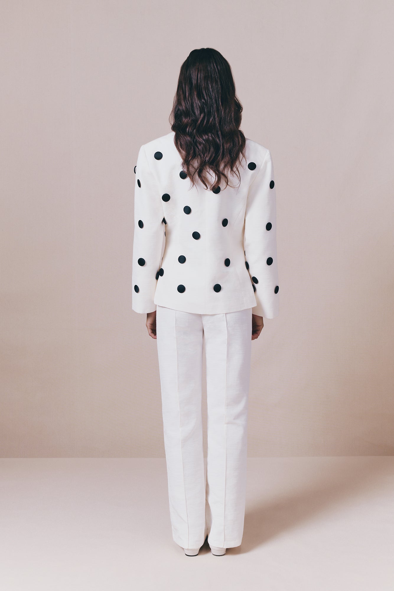 Black and Ecru Polka Dot Blazer