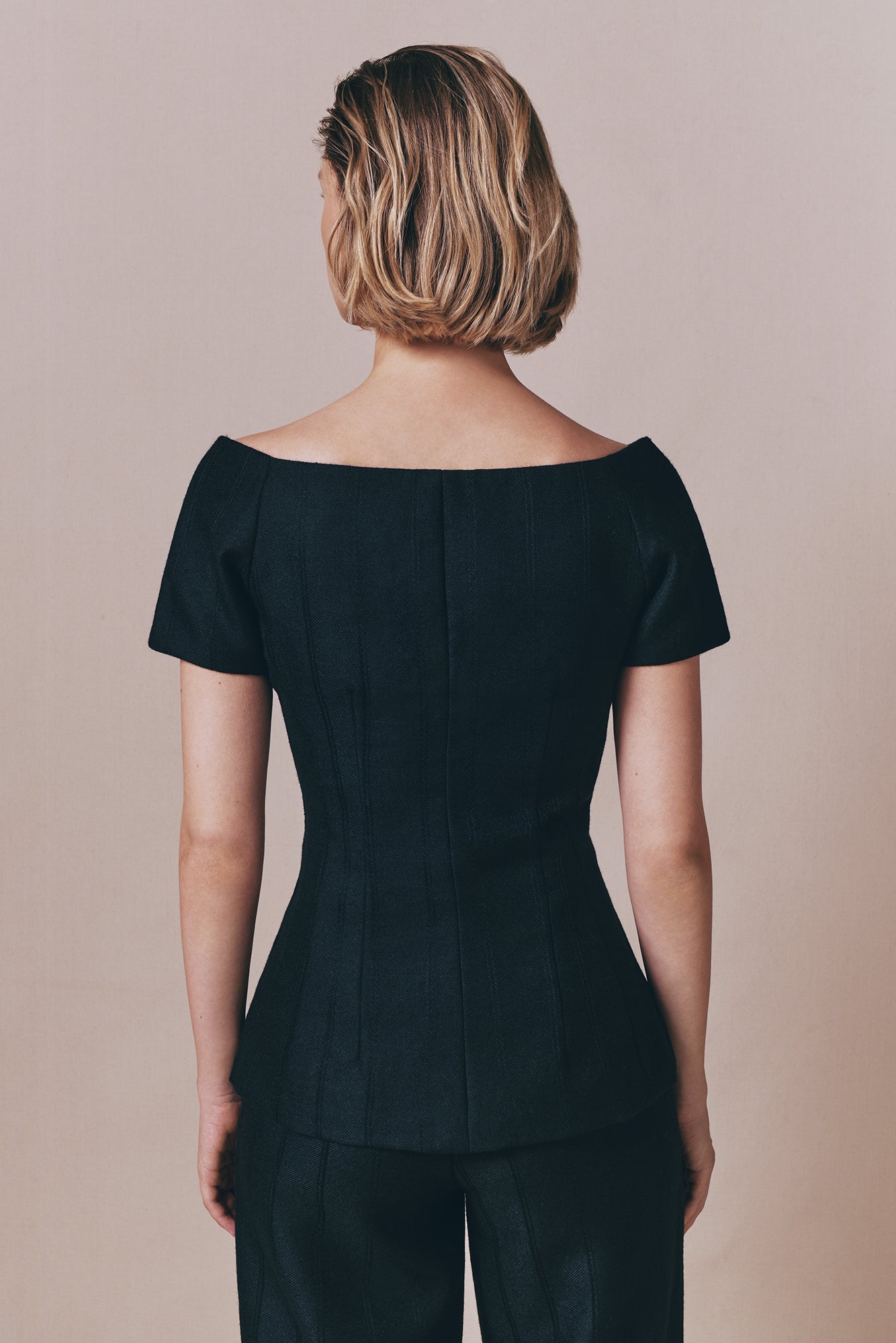 Black Virgin Wool Top With Floral Embroidery