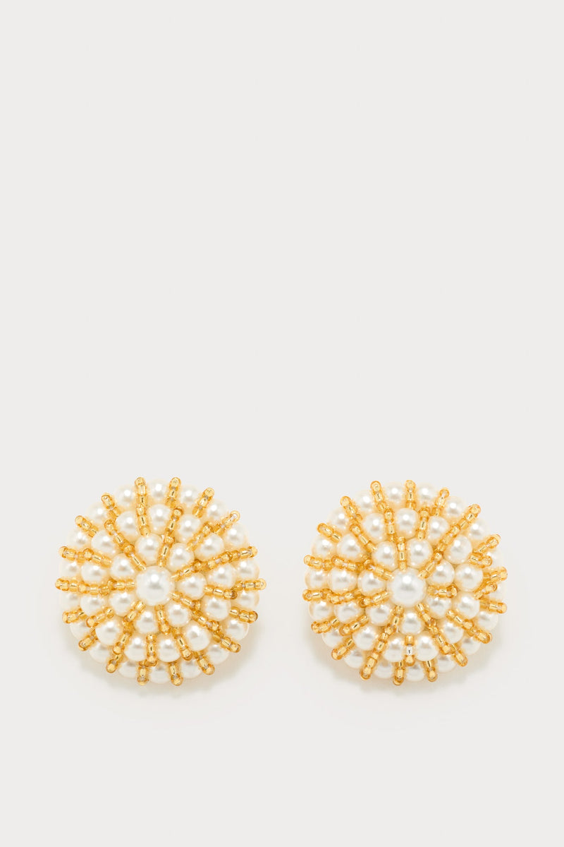 Gold and White Pearl Earrings