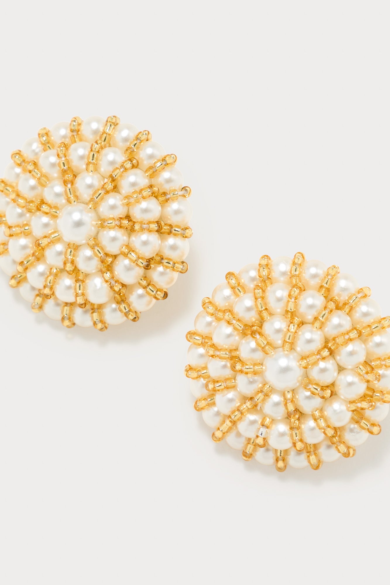 Gold and White Pearl Earrings