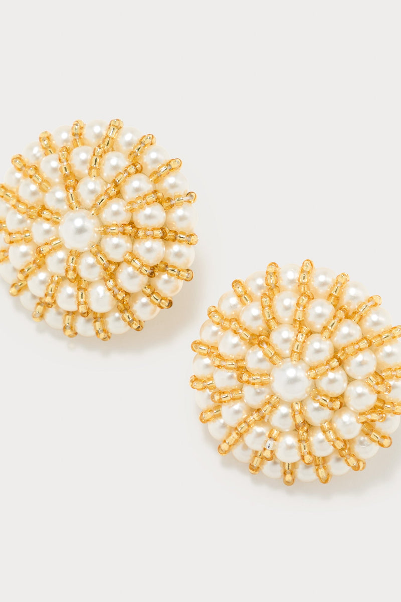 Gold and White Pearl Earrings