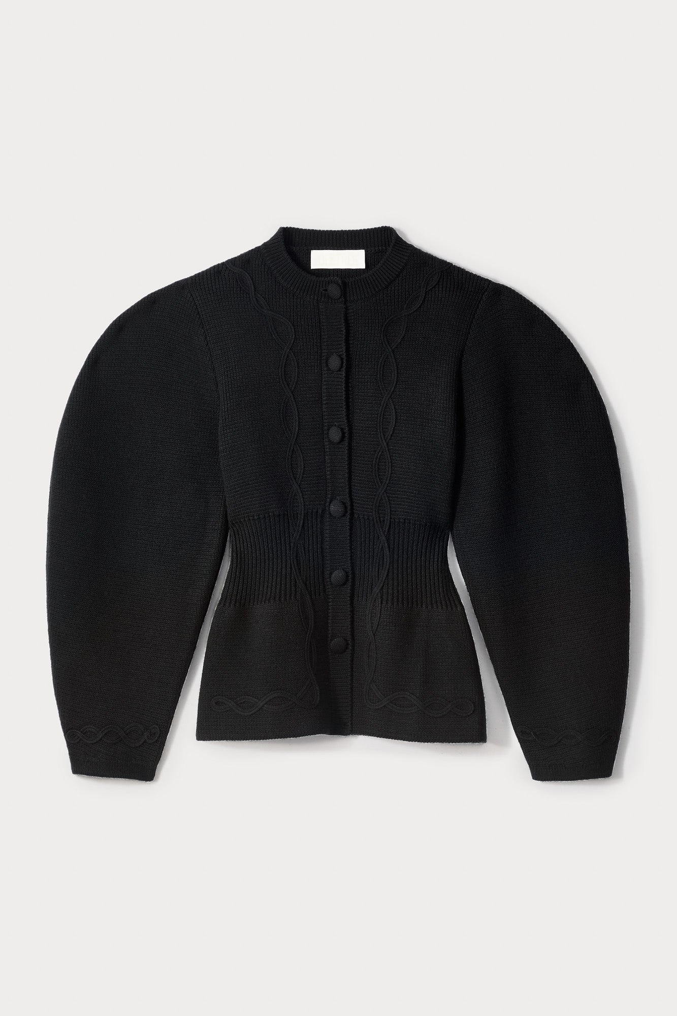 Structured Black Embroided Knit Jacket