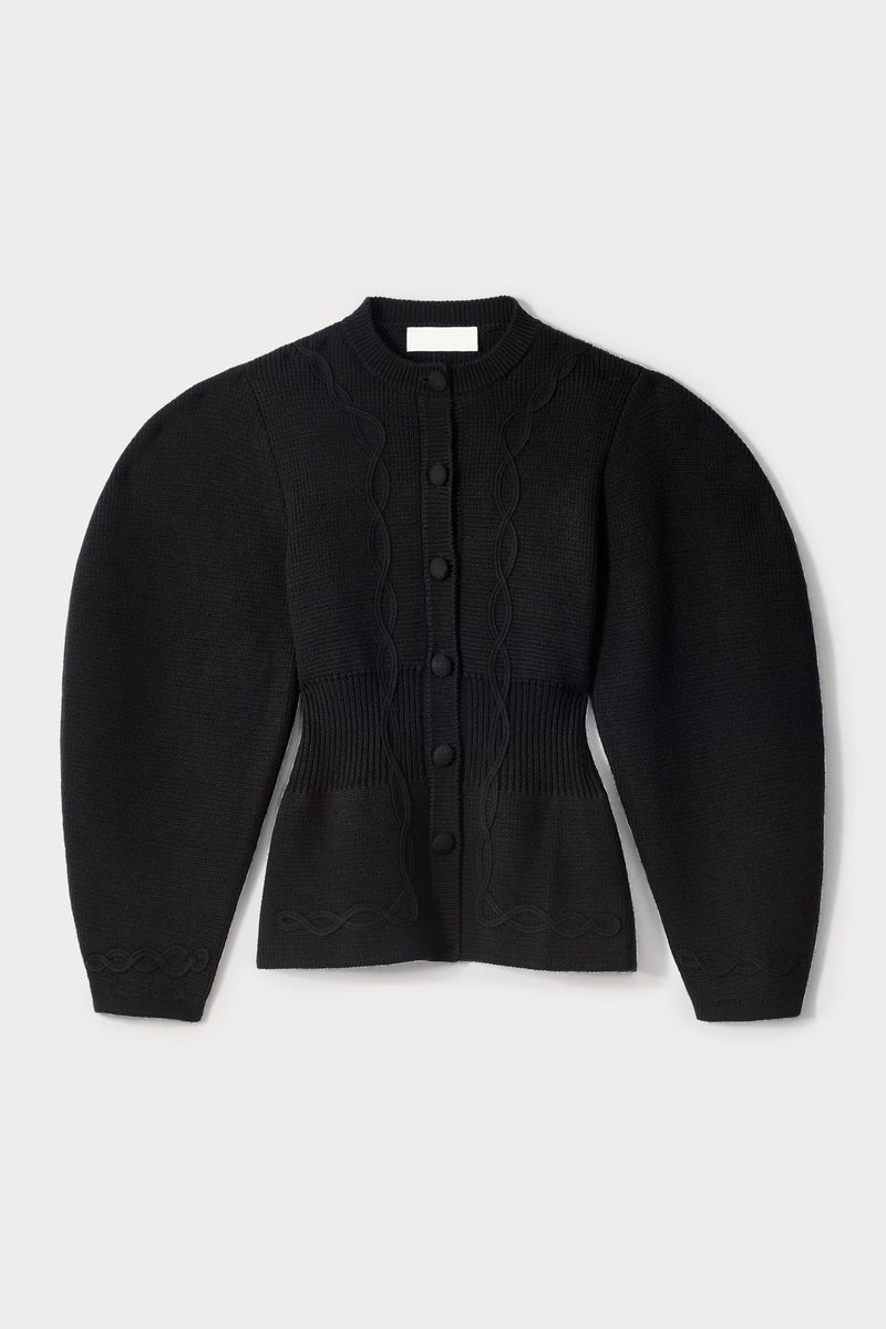 Structured Black Embroided Knit Jacket