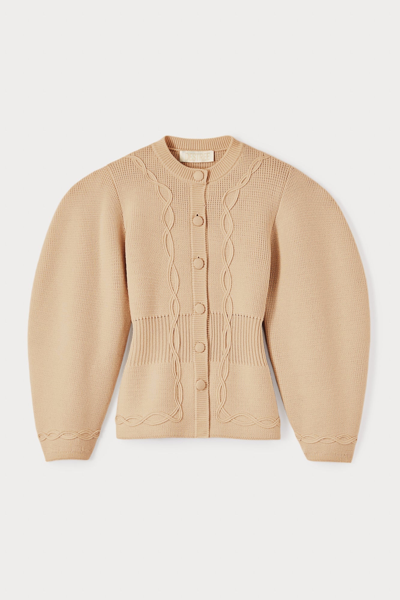 Structured Camel Embroided Knit Jacket