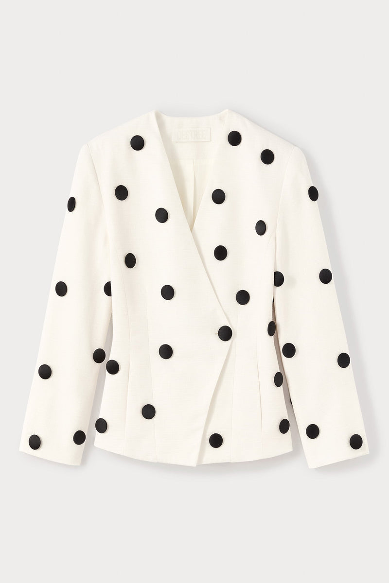 Black and Ecru Polka Dot Blazer