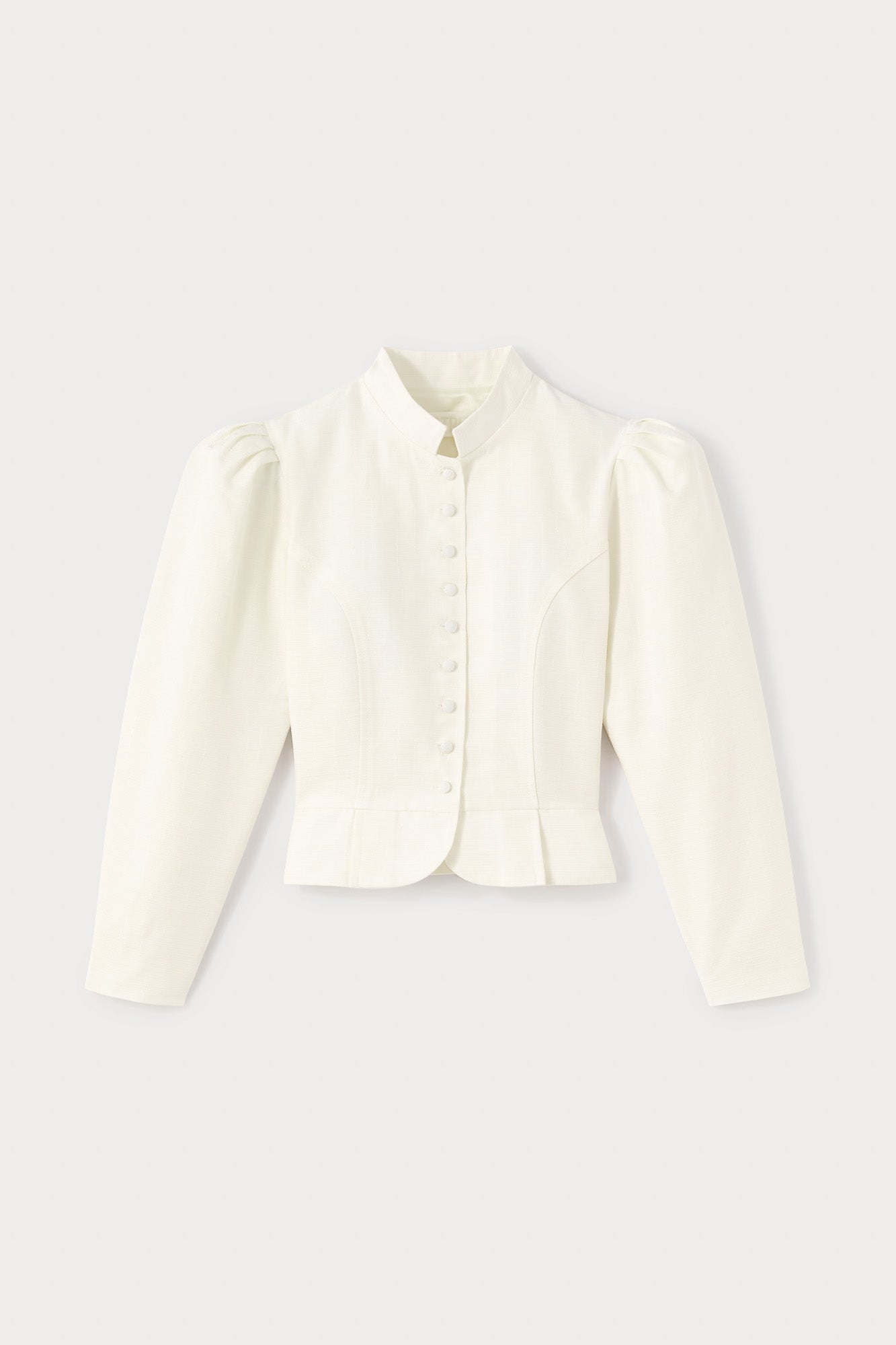 Ecru Textured Puff Sleeve Jacket
