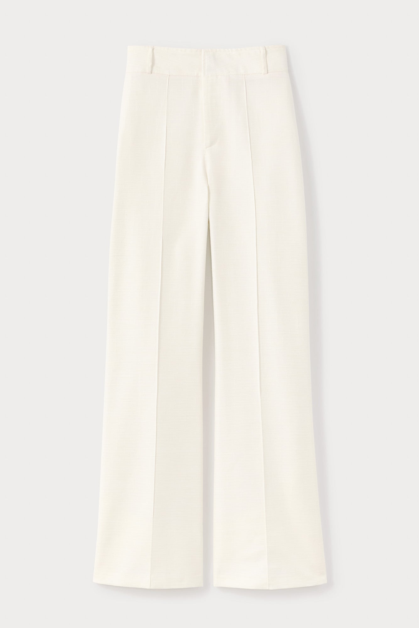 Ecru Textured Flared Pants
