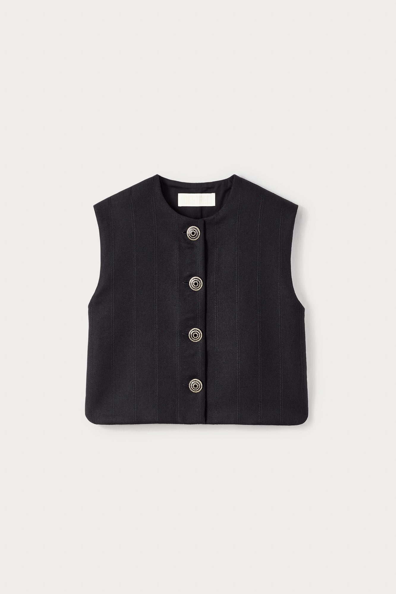 Black Buttoned Virgin Wool Sleeveless Vest