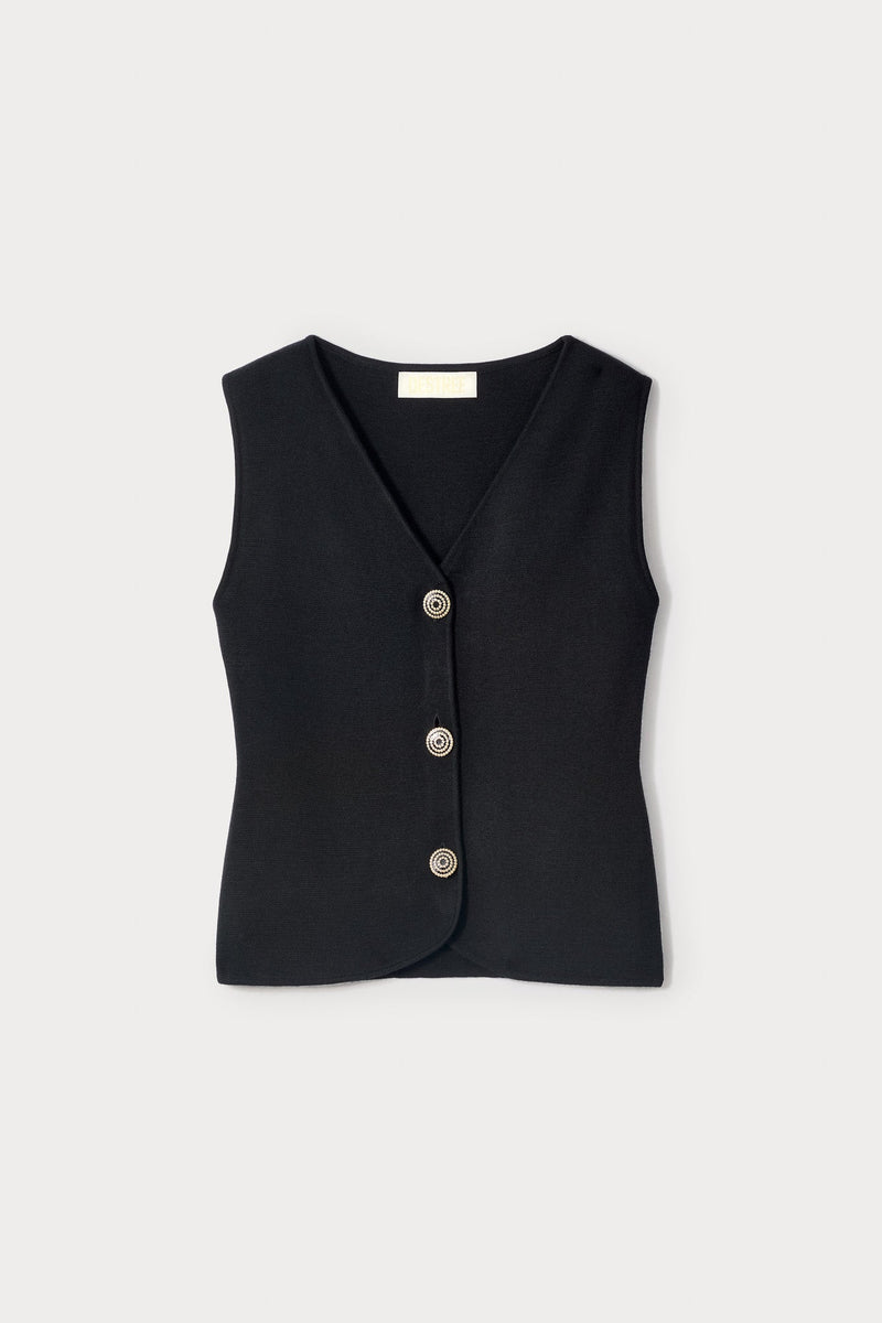 Black Merino Wool Vest
