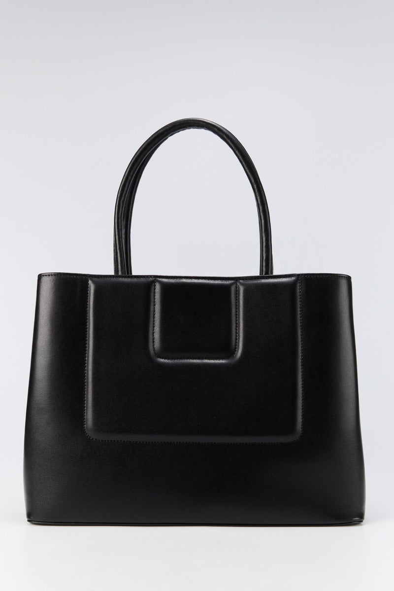 Black Structured Leather Tote