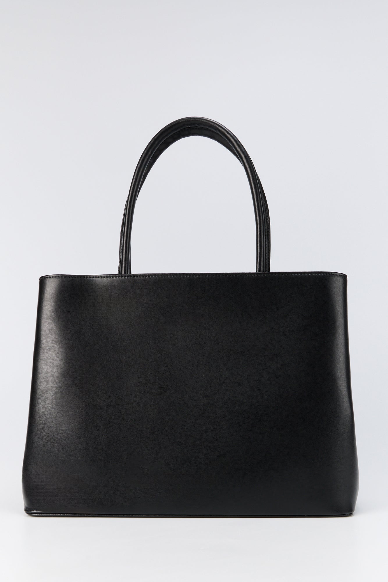 Black Structured Leather Tote