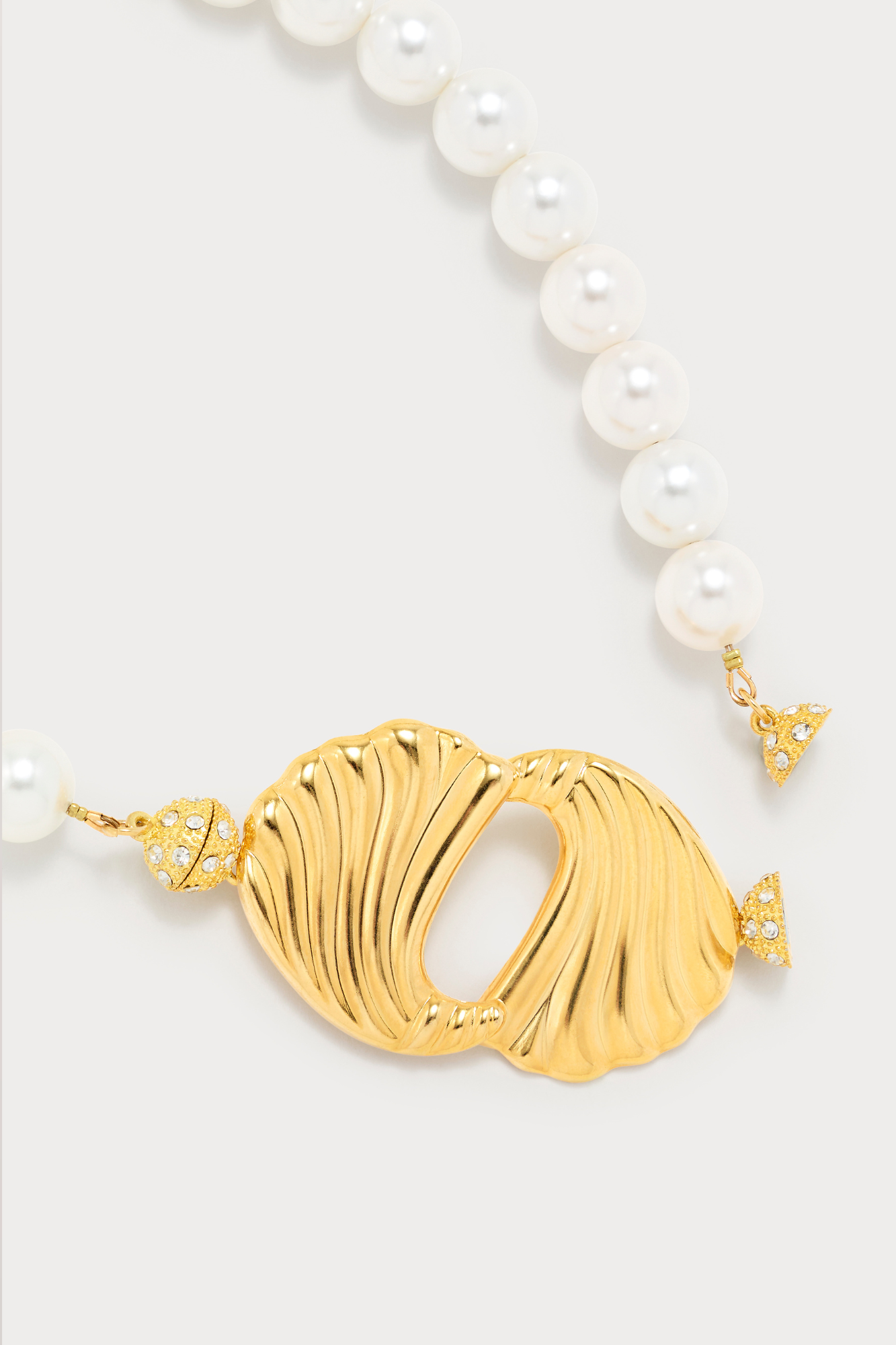 White Beaded Choker With Gold Centerpiece