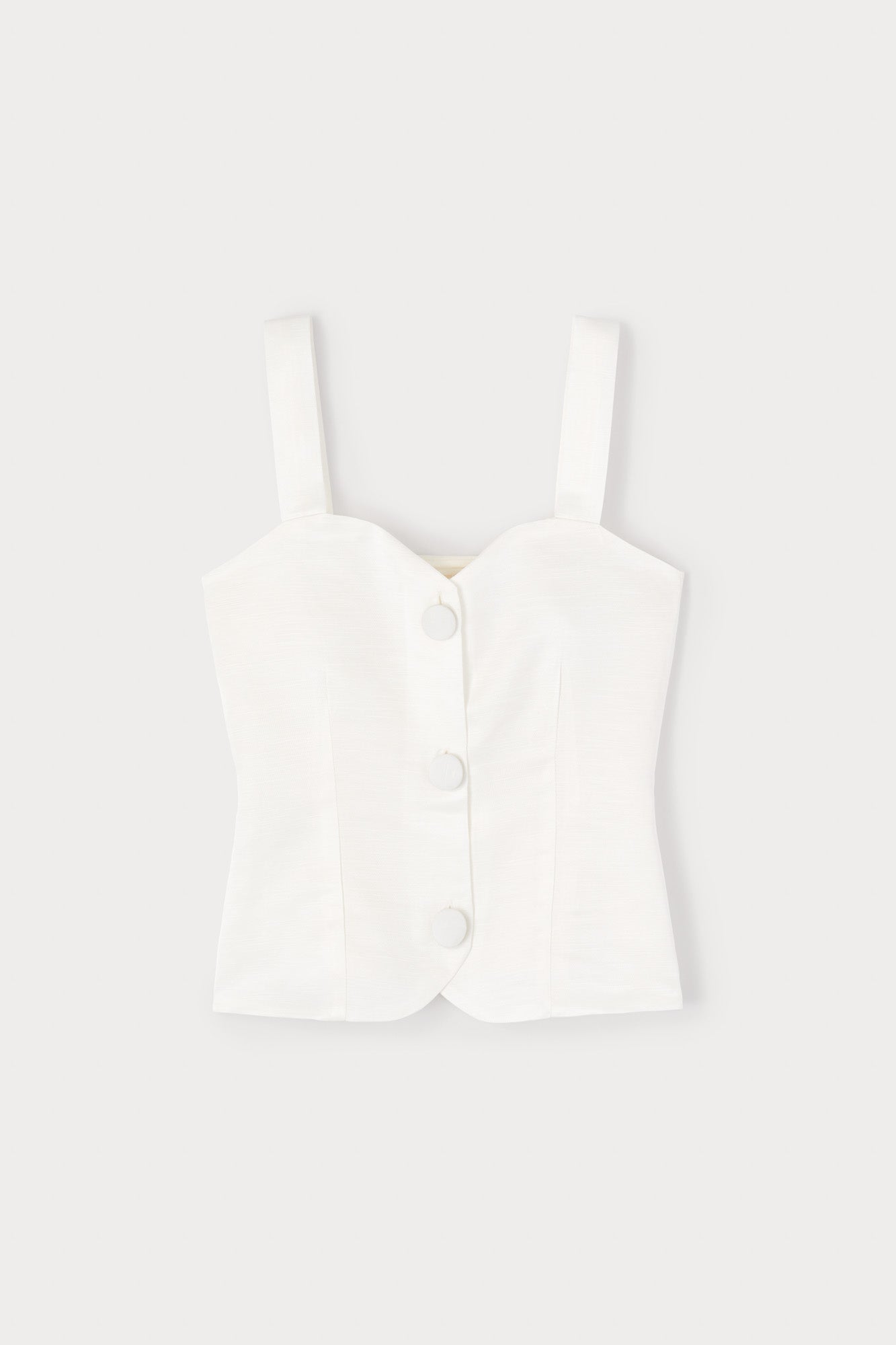 White Corset-Inspired Button-Front Top