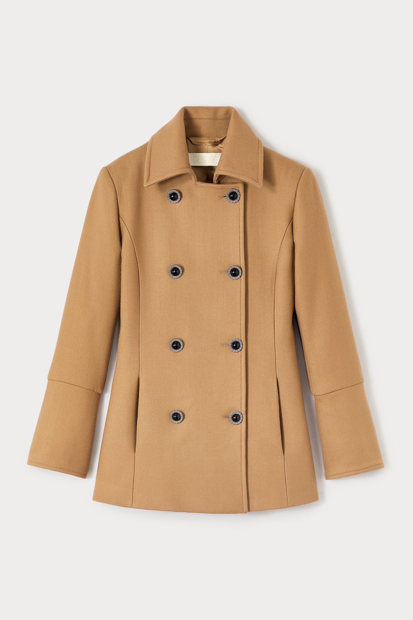 Camel Double-Breasted Twill Coat