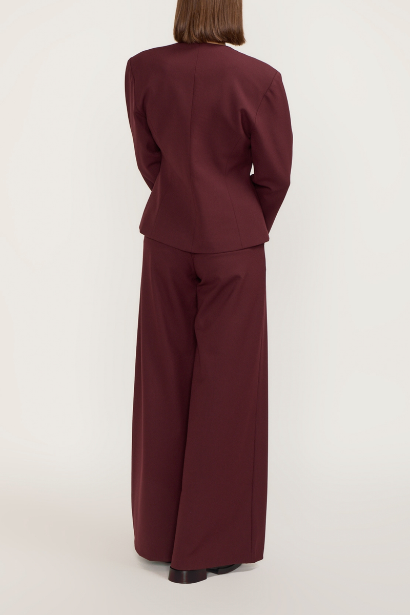 Tailor Burgundy Wide-Leg High-Waisted Trousers