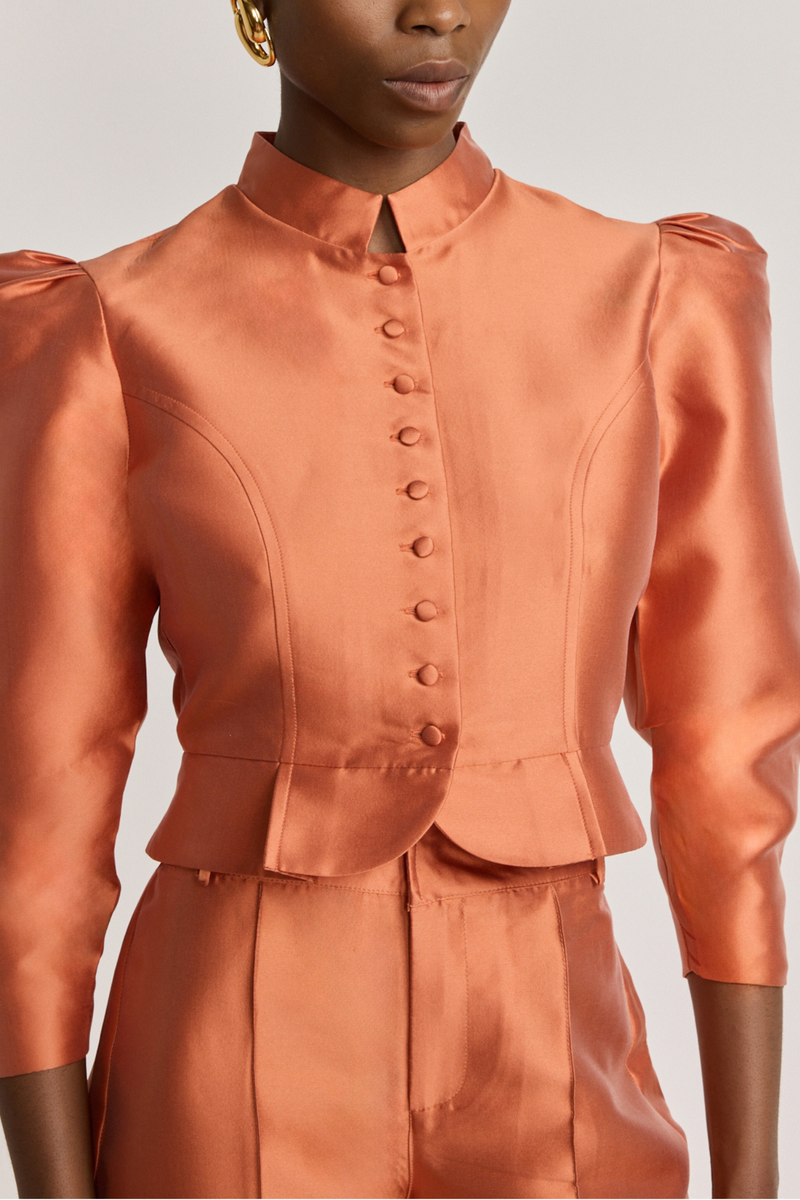 APRICOT Satin Puff Sleeve Jacket