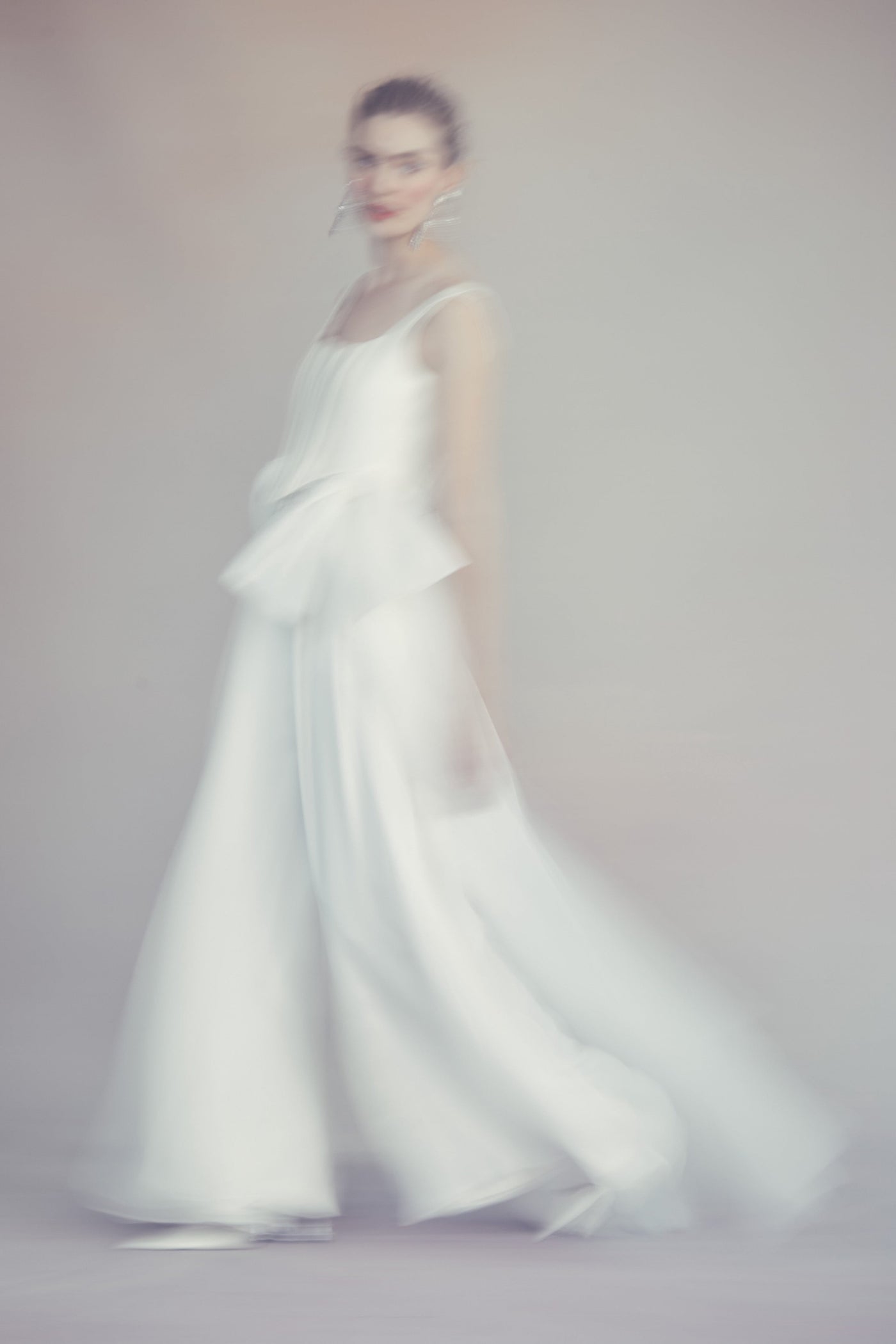 Bonnie Corset Top in Ivory Silk Wool With Tulle Bows