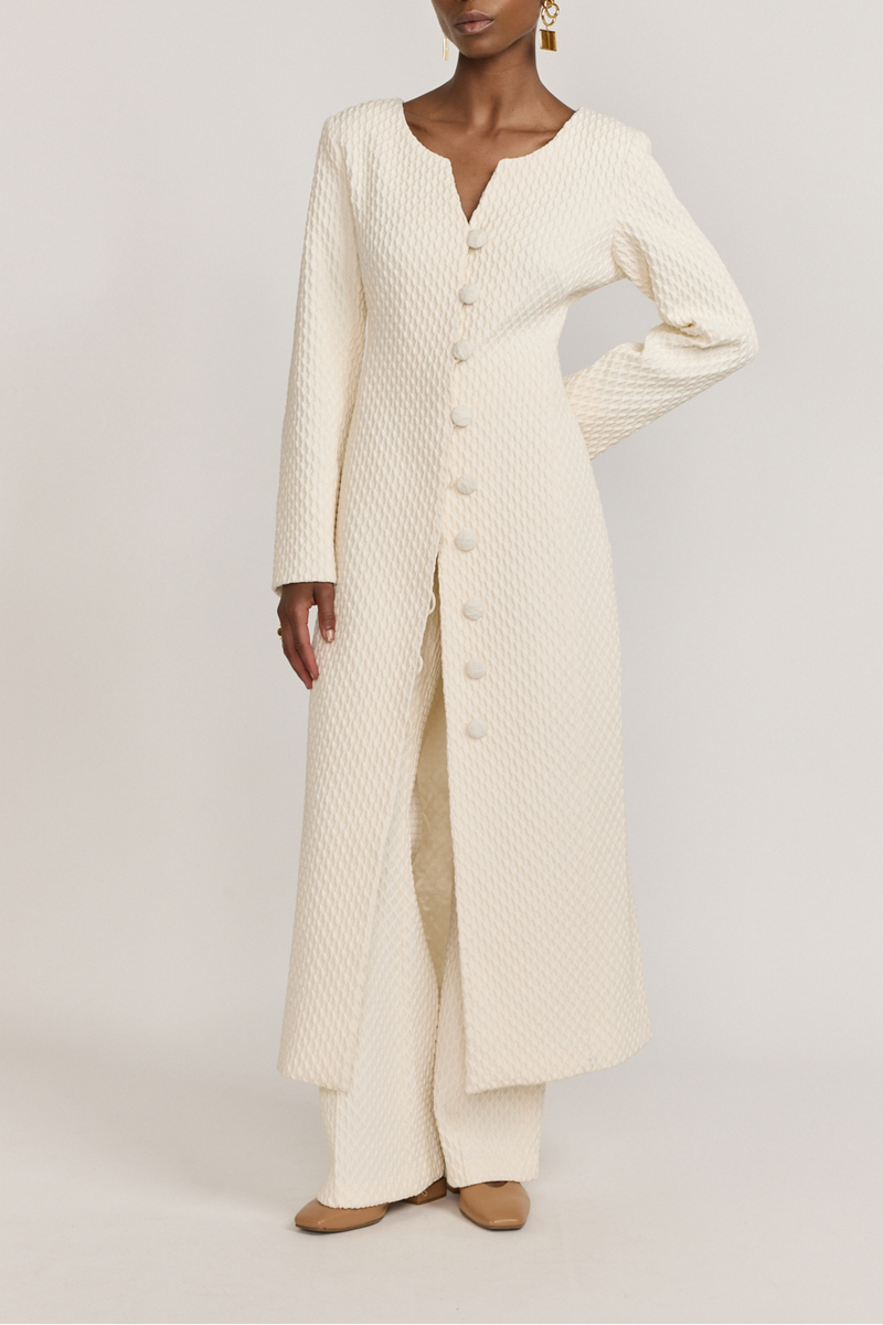 Ivory Longline Textured Coat