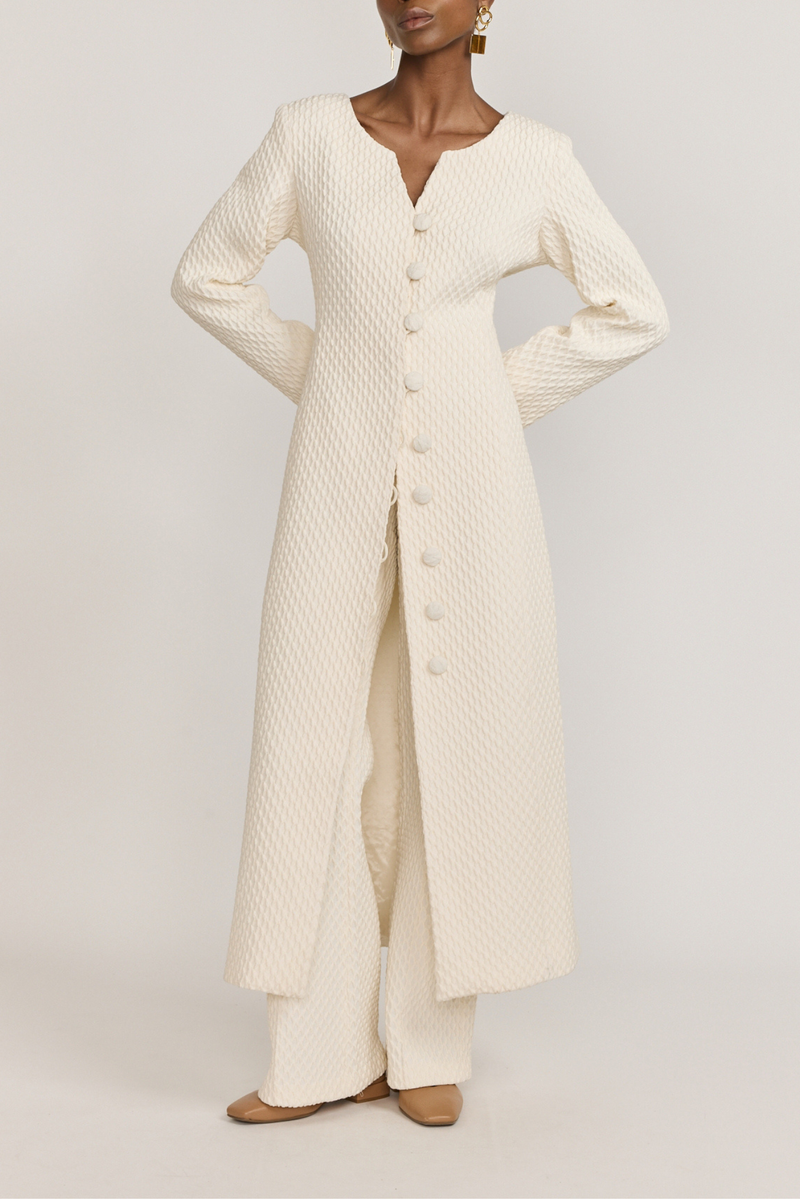 Ivory Longline Textured Coat