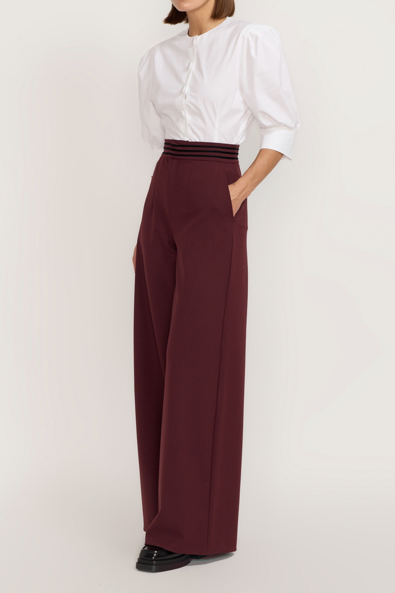 Tailor Burgundy Wide-Leg High-Waisted Trousers