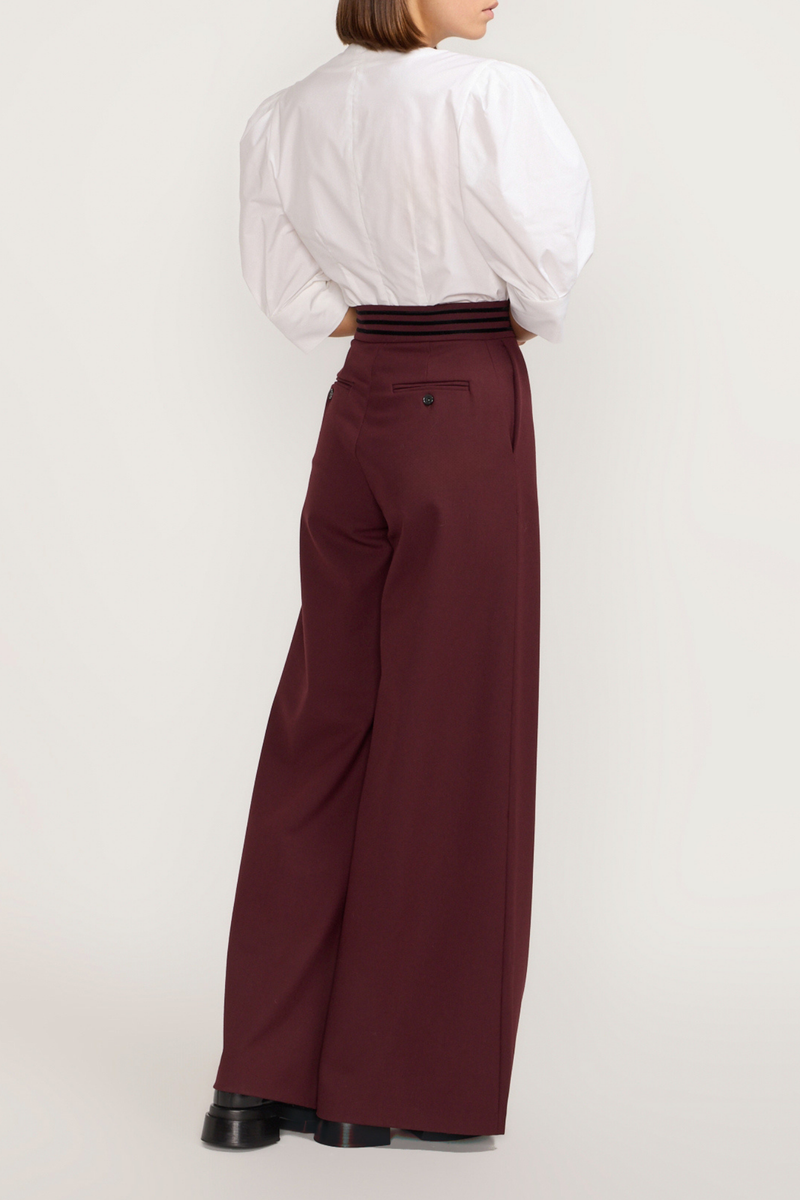 Tailor Burgundy Wide-Leg High-Waisted Trousers