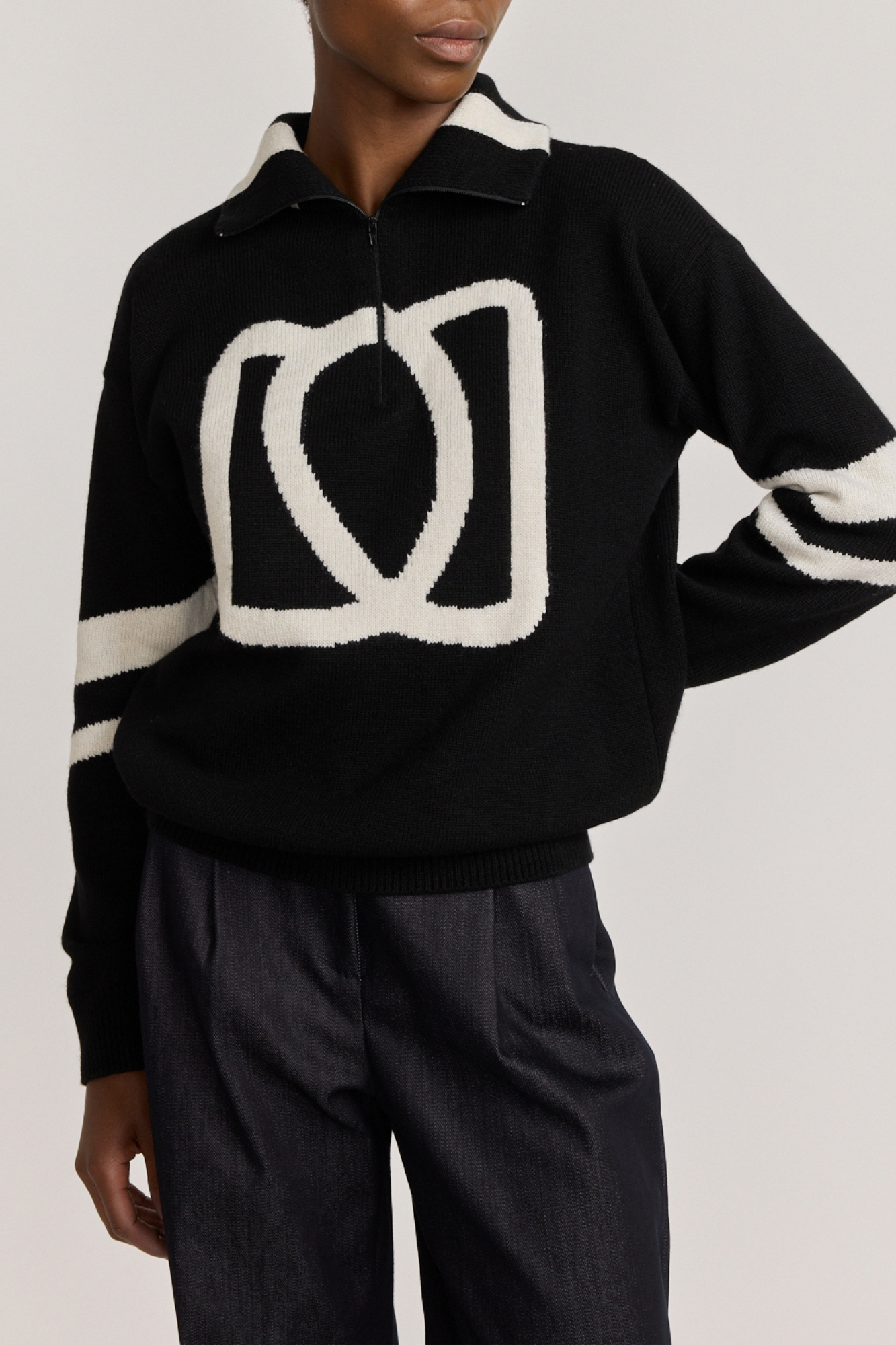 Black & White Graphic Knit Sweater