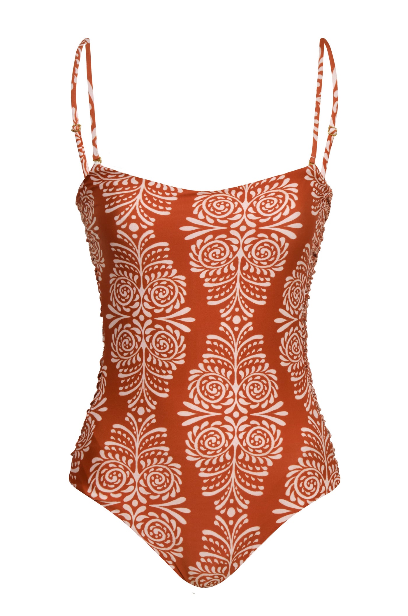 Las Balsas One Piece / Red Arabesque - Orange Stripes