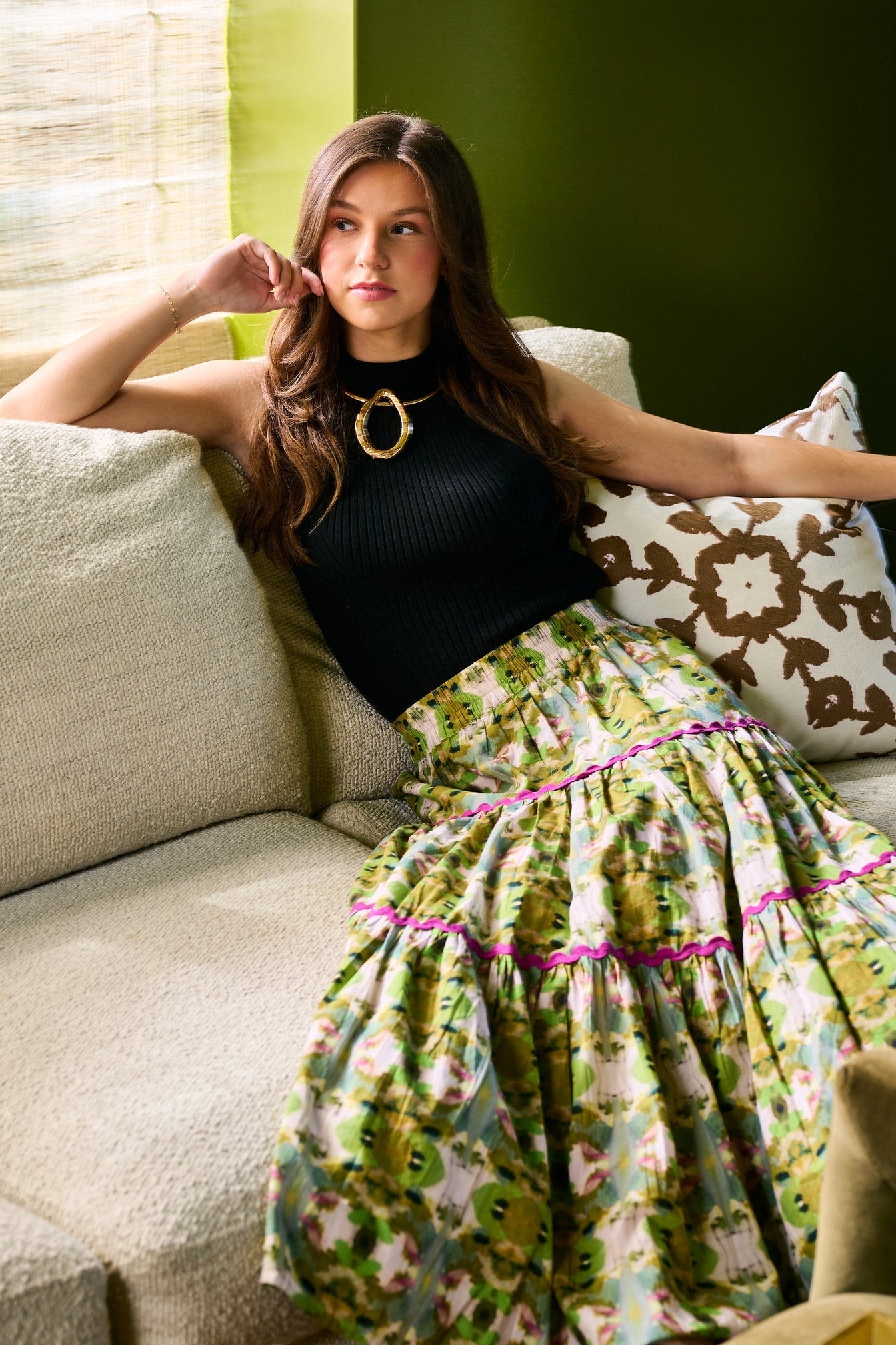 Jess Tiered Maxi Skirt - Camo