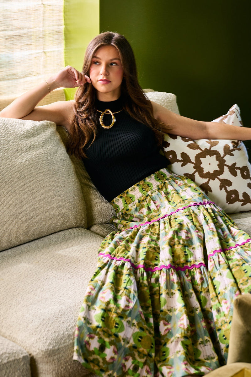 Jess Tiered Maxi Skirt - Camo