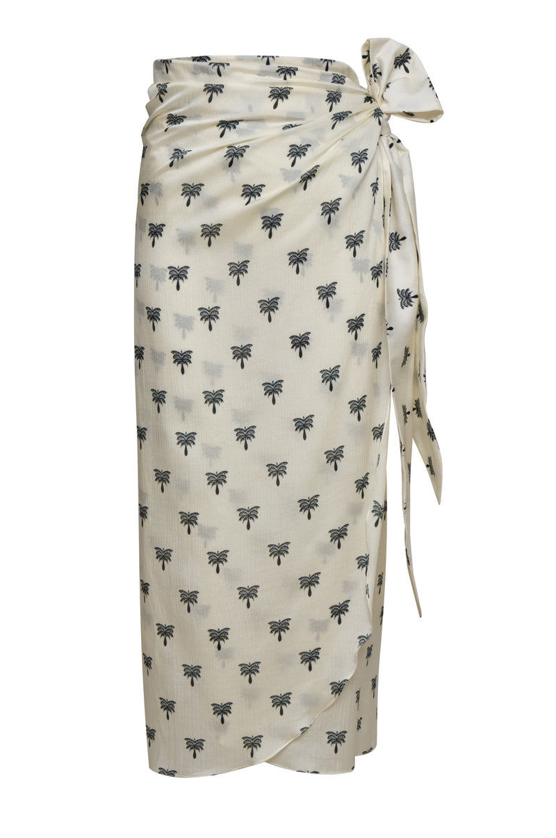Mapara Martellato Silk Skirt / Ivory - Black  Polka Palms